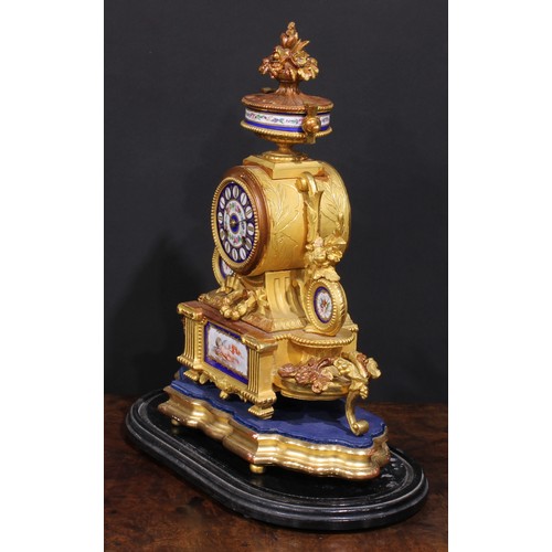 1650 - A late 19th century French gilt spelter mantel clock, by Phillipe H. Mourey (1840-1920), 8cm circula... 