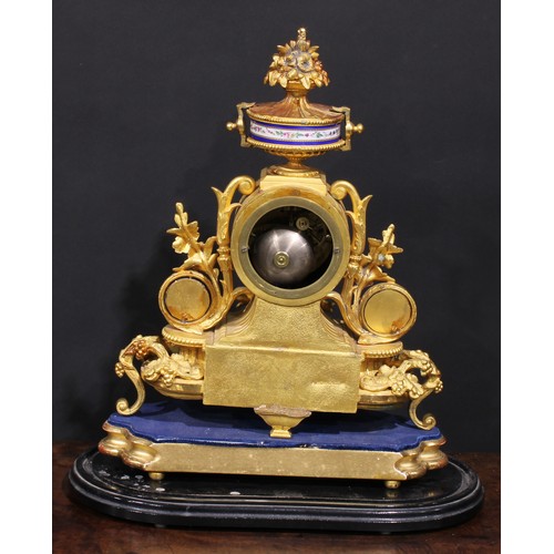 1650 - A late 19th century French gilt spelter mantel clock, by Phillipe H. Mourey (1840-1920), 8cm circula... 