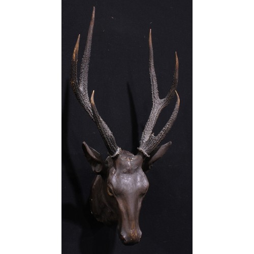 2220 - Faux Taxidermy - a 19th century Alpine Black Forest sculptural carving, as a stag or roebuck, natura... 