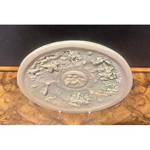 2039 - A Grand Tour lava cameo plaque, carved in relief with scenes from the myth of Diana and Actaeon, 19.... 