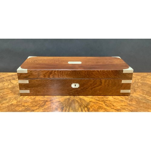 1491 - A Victorian rosewood rectangular connoisseur's box, plated campaign type mounts, hinged cover enclos... 