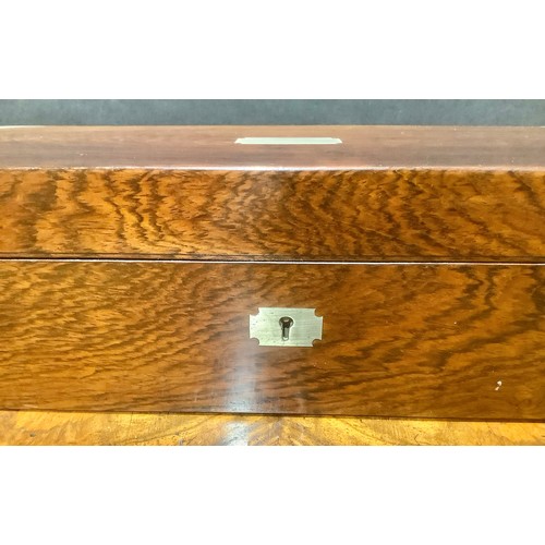 1491 - A Victorian rosewood rectangular connoisseur's box, plated campaign type mounts, hinged cover enclos... 