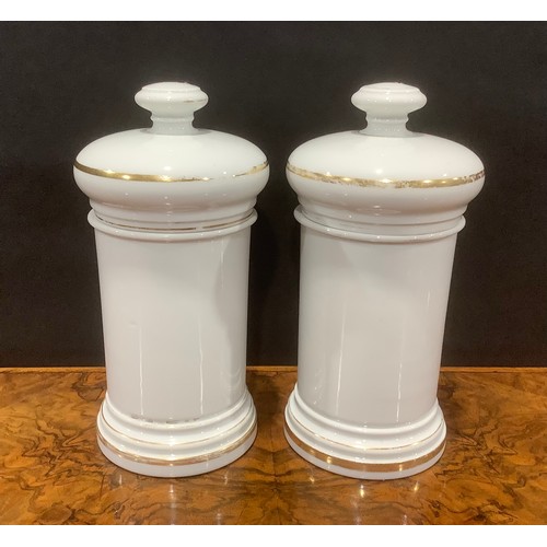 1855 - Medical and Pharmaceutical Interest - a pair of porcelain chemist's apothecary drug jars, inscribed ... 