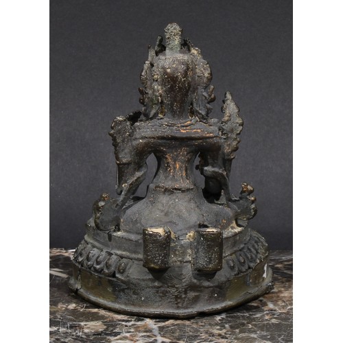 458 - Chinese School, a bronze, Buddha, seated in meditation, 13cm high