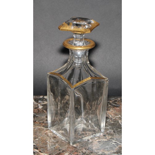 1741 - A 19th century square decanter, gilt borders, 20cm high