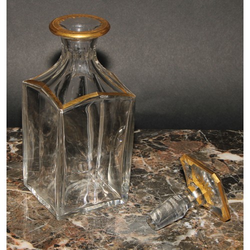 1741 - A 19th century square decanter, gilt borders, 20cm high