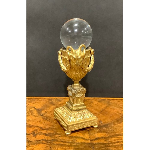 1866 - Mysticism and the Occult - a crystal ball, of small proportions, the 19th century French gilt metal ... 