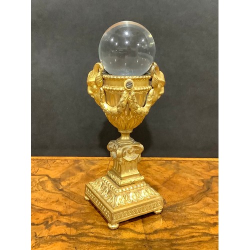 1866 - Mysticism and the Occult - a crystal ball, of small proportions, the 19th century French gilt metal ... 