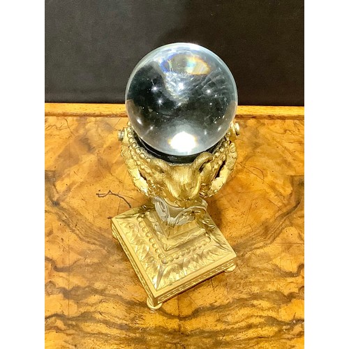 1866 - Mysticism and the Occult - a crystal ball, of small proportions, the 19th century French gilt metal ... 