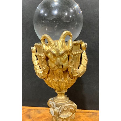 1866 - Mysticism and the Occult - a crystal ball, of small proportions, the 19th century French gilt metal ... 