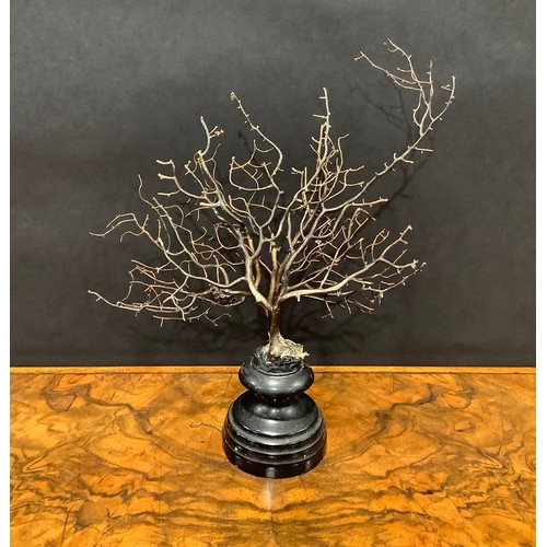 2335 - Natural History - a black coral specimen, mounted for display, 26cm high