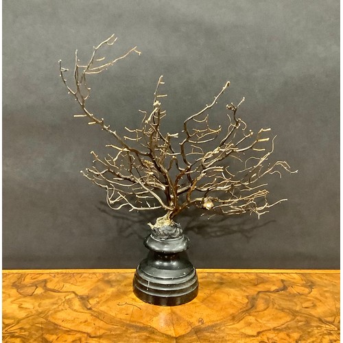 2335 - Natural History - a black coral specimen, mounted for display, 26cm high