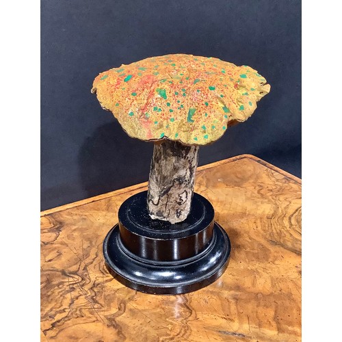 2361 - Natural History - Mycology - a painted model of fungus specimen, mounted for display, 17cm high