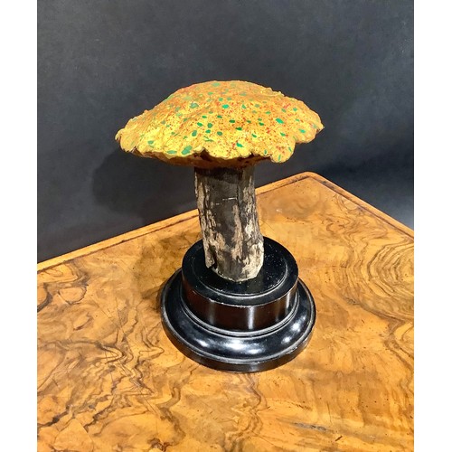 2361 - Natural History - Mycology - a painted model of fungus specimen, mounted for display, 17cm high