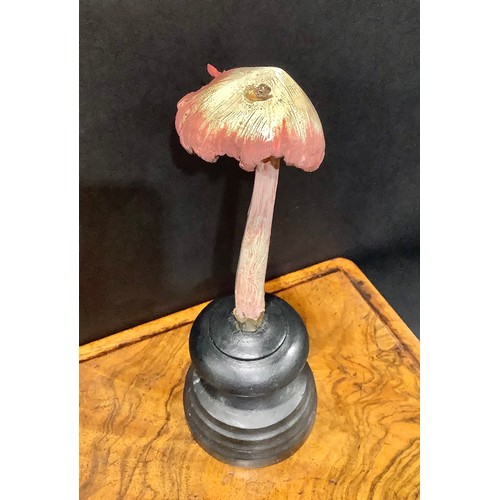 2367 - Natural History - Mycology - a painted model of fungus specimen, mounted for display, 22cm high