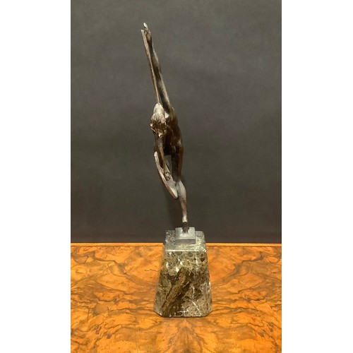 2132 - Raymonde Guerbe (1894-1995), a cold-painted dark-patinated spelter figure, Jericho, signed Guerbe, s... 