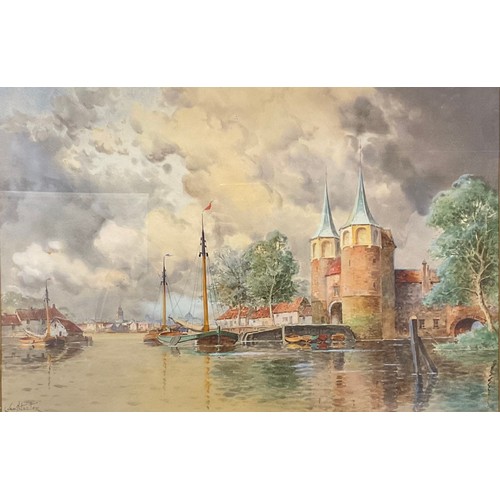 1043 - Louis Van Staaten (1836-1909)
Old Watergate, Delft
signed, watercolour, 40cm x 60cm