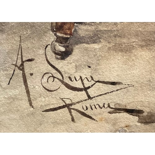 976 - A Lupi (19th century Italian School)
Tavern Interior with Cavalier
signed, noted Roma, watercolour, ... 