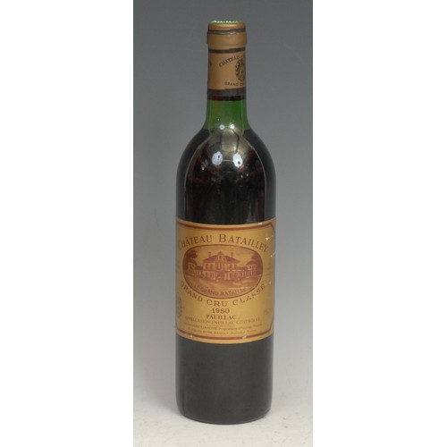 2578 - Wines and Spirits - Chateau Batailley Grand Cru Classé 1980 Pauillac, 750ml, level to base of neck, ... 