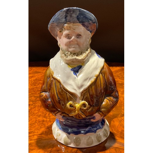98 - A late 19th century Wemyss pottery character jug, moulded as the Jolly Sailor, decorated in polychro... 