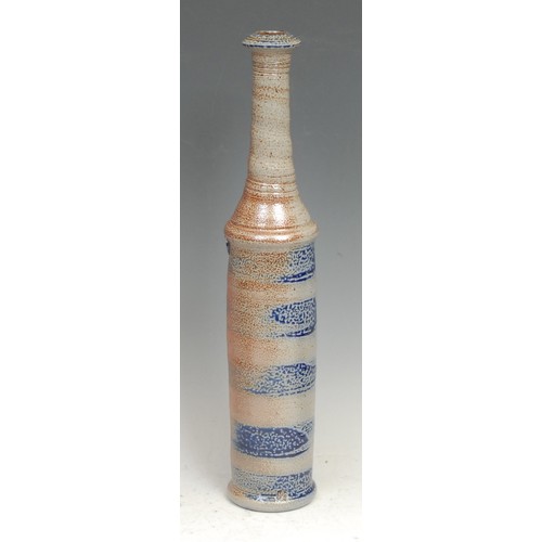 12 - Studio Pottery - a salt-glazed bottle vase, of slender form, by Thomas Thunig, 38.5cm high; salt-gla... 