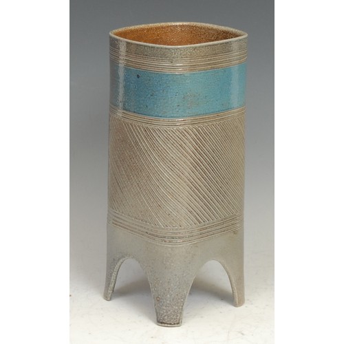 12 - Studio Pottery - a salt-glazed bottle vase, of slender form, by Thomas Thunig, 38.5cm high; salt-gla... 
