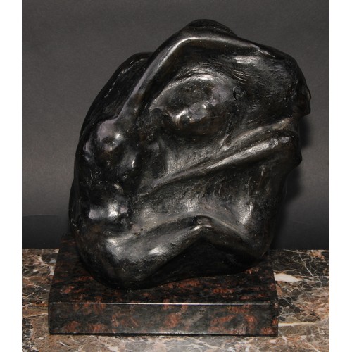 2129 - Modern School, a sculpture, abstract female form, marble base, 25.5cm high