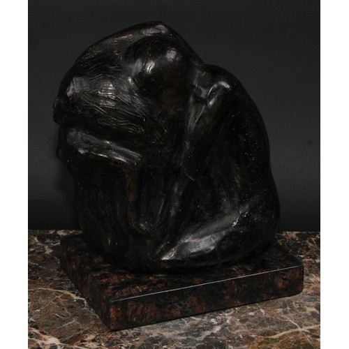 2129 - Modern School, a sculpture, abstract female form, marble base, 25.5cm high