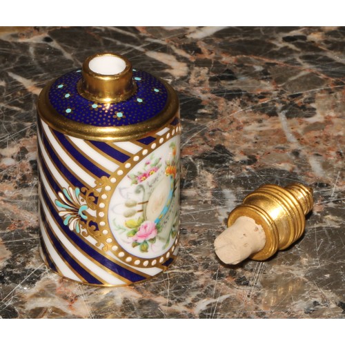 236 - A Lynton porcelain barrel-shaped scent bottle, painted by Stefan Nowacki, monogrammed, with a musica... 