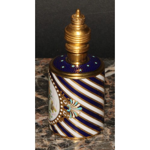 236 - A Lynton porcelain barrel-shaped scent bottle, painted by Stefan Nowacki, monogrammed, with a musica... 