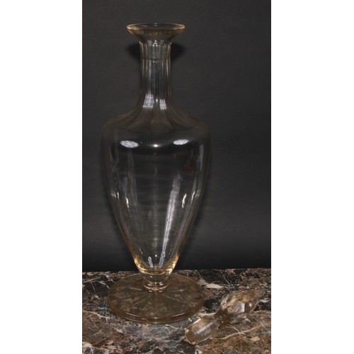 309 - A large 19th century glass ovoid pedestal decanter, pointed prismatic stopper, star-cut base, 55cm h... 