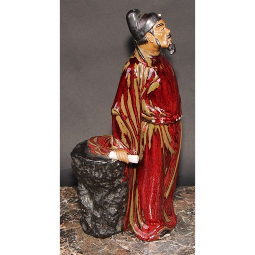 449 - A Chinese slip-cast figure, Wang Jian, 32cm high