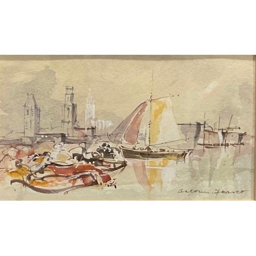 Anton Pearce Venice signed, watercolour, 10cm x 17cm