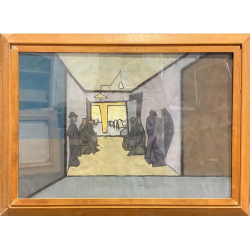 1047 - Modern British School
The Visitors
indistinctly signed, dated 1968, pastel, 52cm x 75.5cm