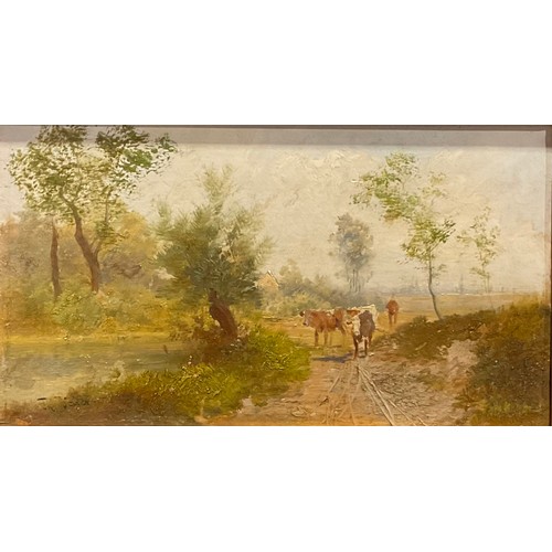 1185 - John Paier (20th century)
Herding Cattle
signed, oil on panel, 17cm x 31cm