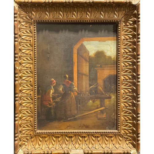 1057 - Dutch School (19th century)
Ladies at a Loom
oil on canvas, 30cm x 22.5cm