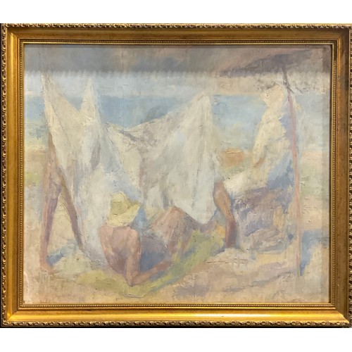 966 - British School (20th century)
Protecting the Modesty
oil on hardboard, 48cm x 57cm