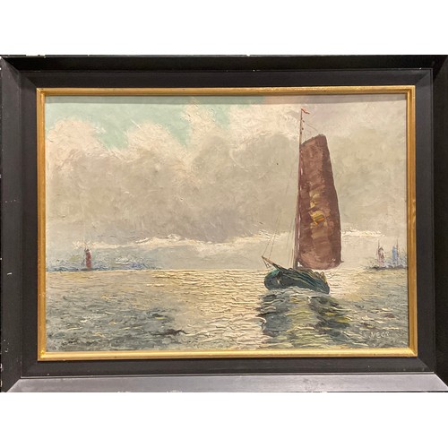 1060 - Dutch School (early 20th century)
maritime scene, Boats off the Coast
signed VEGT?, oil on canvas, 4... 