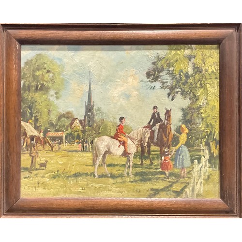 1208 - W.R. Jennings
Pony Club Gymkhana, West Hagley
inscribed to verso, oil on hardboard, 34cm x 44.5cm