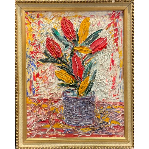 1184 - John Hodson (bn. 1945)
Still Life, Ein Blumentopf
label to verso, oil on canvas, 44.5cm x 34cm