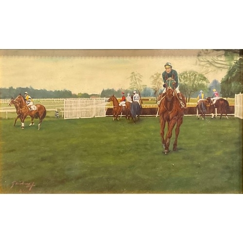 1117 - Ernesto H. Fairhurst, Argentinian (bn. 1911)
Horse Racing,
signed, oil on canvas, 39cm x 64.5cm