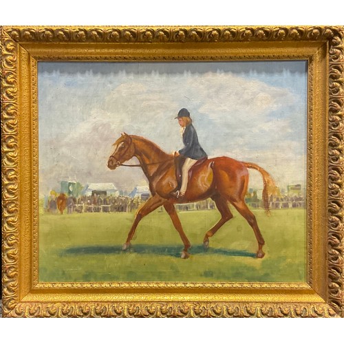 1116 - English School (mid-20th century)
Gymkhana Day, girl on a horse
oil on canvas, 48cm x 58.5cm