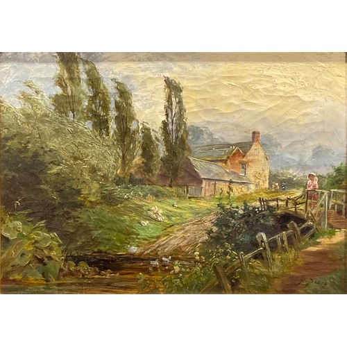 1162 - Henry Peach, Derbyshire artist (fl. 1892–1928)
Farmstead
signed, oil on canvas, 23.5cm x 33.5cm