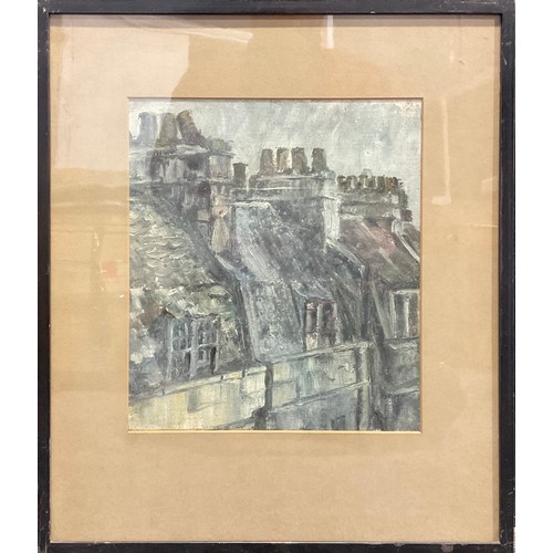 960 - Aubrey Phippen
Rooftops
label to verso, oil on board, 29cm x 26cm