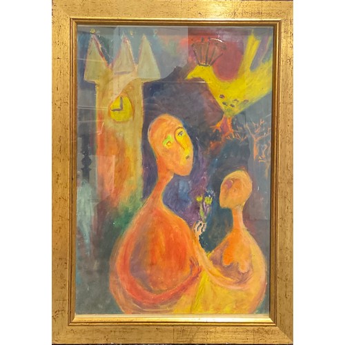 956 - Attributed to Louise McClary (b.1958)
Abstract Figures, Mother and Child
oil on paper, inscribed to ... 