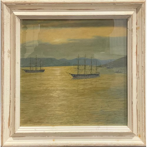 1072 - English School (19th century)
Rigged Ships on a Calm Sea
oil on board, 37cm x 37.5cm