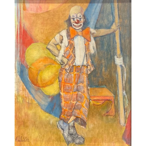 1128 - Martin Wieland
Circus Clown
signed, dated 82, oil on hardboard, 43.5cm x 34.5cm