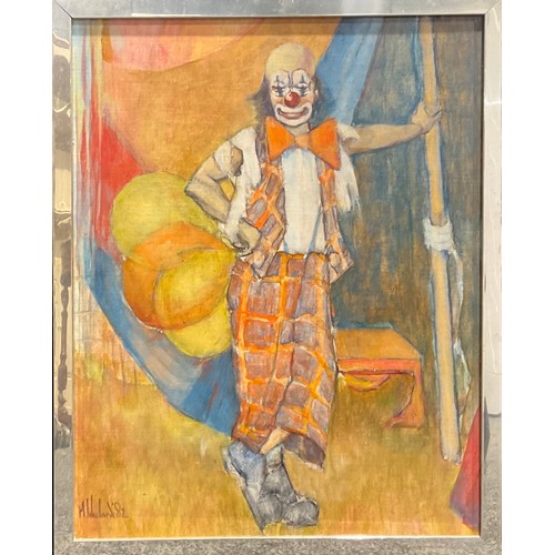 1128 - Martin Wieland
Circus Clown
signed, dated 82, oil on hardboard, 43.5cm x 34.5cm