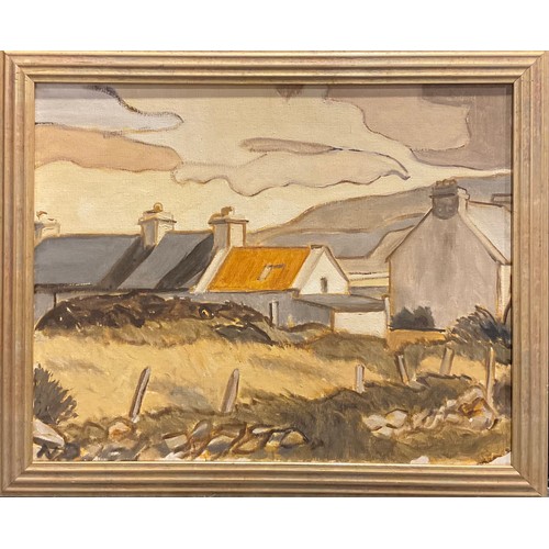 1167 - Irish School (20th century)
Turf Stack and Houses at Ballycroy, Blacksod Bay
oil on canvas, label to... 