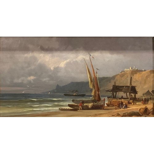 1059 - Dutch School (20th century)
a townscape and beached fishing boats
oils on panel, 20.5cm x 39cm